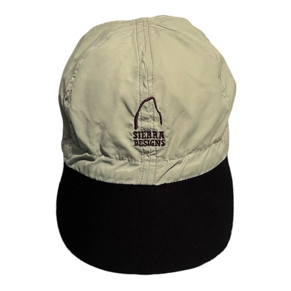 Vintage Sierra Designs Cycling Cap Hat 6 Panel  Nylon Foam Brim Beige Adult O/S